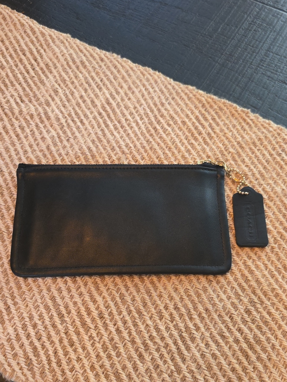 Vimtage Coach Black Leather Skinny  Zip Pouch 7170